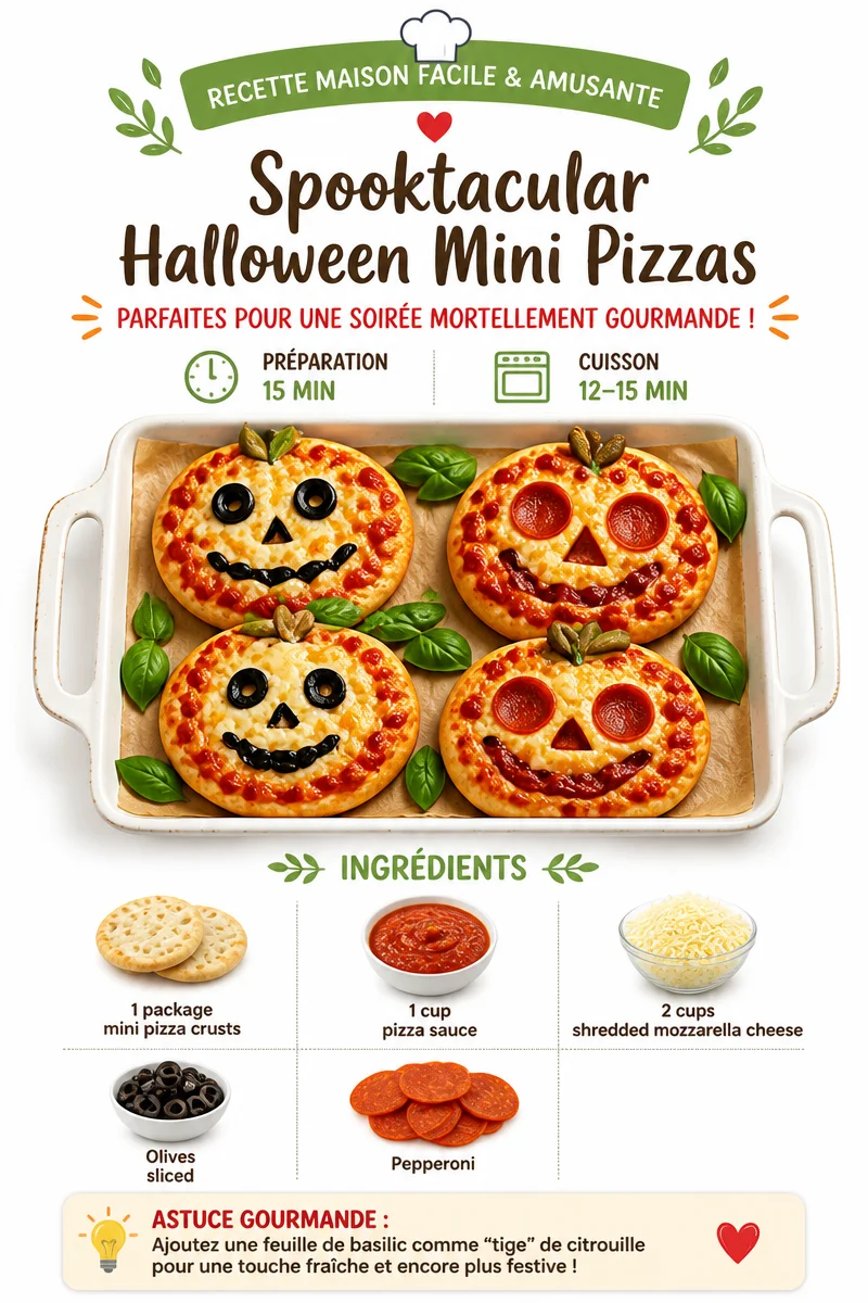 Spooktacular Halloween mini pizzas decorated with festive toppings
