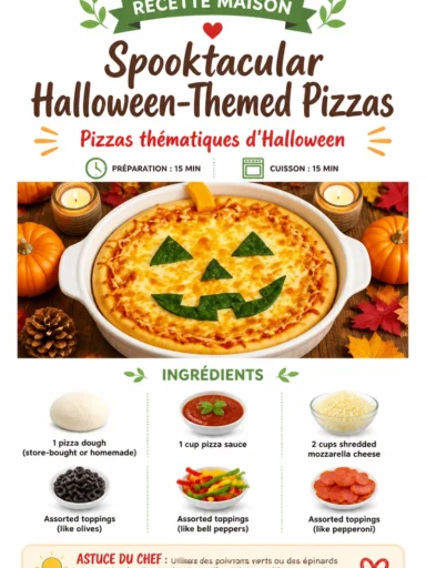 Halloween-themed pizzas with spooky toppings for a festive treat