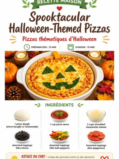 Halloween-themed pizzas with spooky toppings for a festive treat