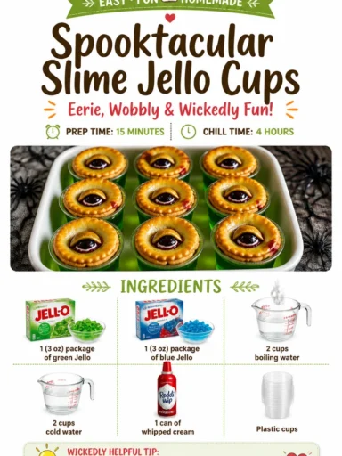 Spooktacular slime jello cups for Halloween parties