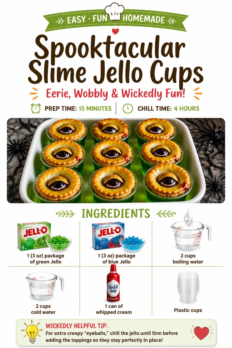 Spooktacular slime jello cups for Halloween parties