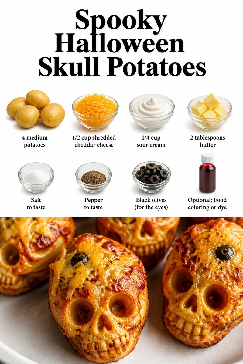 Spooky Halloween skull potatoes served on a platter for a festive celebration.