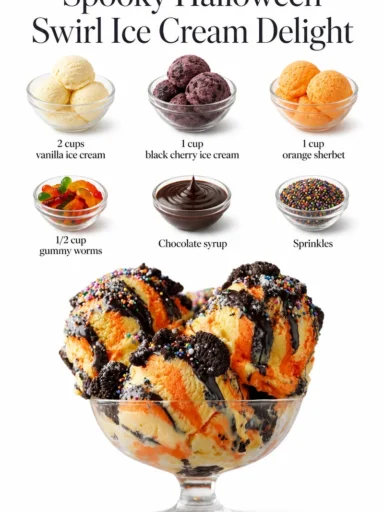 Spooky Halloween Swirl Ice Cream Delight in a festive cone