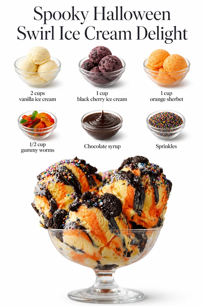 Spooky Halloween Swirl Ice Cream Delight in a festive cone