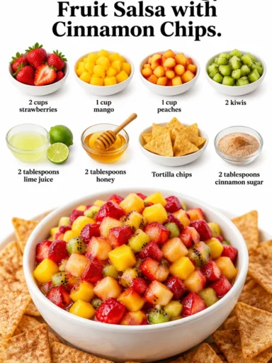 Sweet and tangy fruit salsa served with crispy cinnamon chips