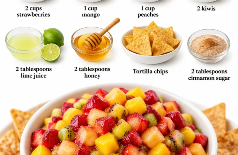 Sweet and tangy fruit salsa served with crispy cinnamon chips