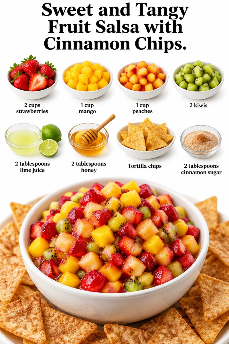 Sweet and tangy fruit salsa served with crispy cinnamon chips