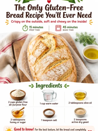 Delicious homemade gluten-free bread loaf on a wooden cutting board