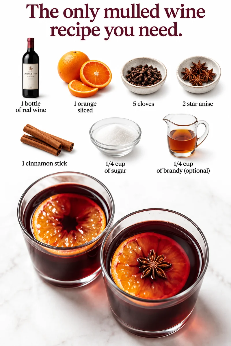 A cozy mug of mulled wine with spices and orange slices