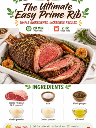 Deliciously cooked prime rib served with herbs and spices