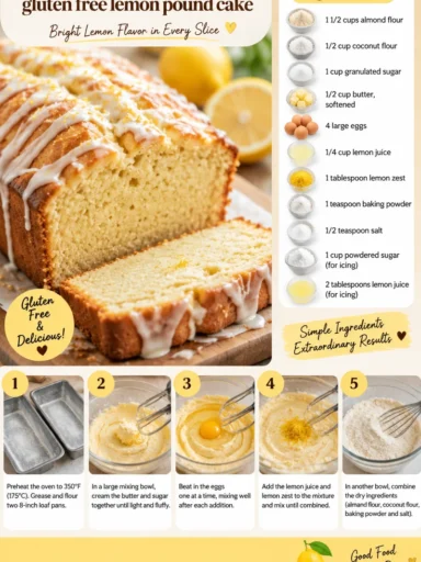 Moist gluten-free lemon pound cake topped with homemade lemonade icing