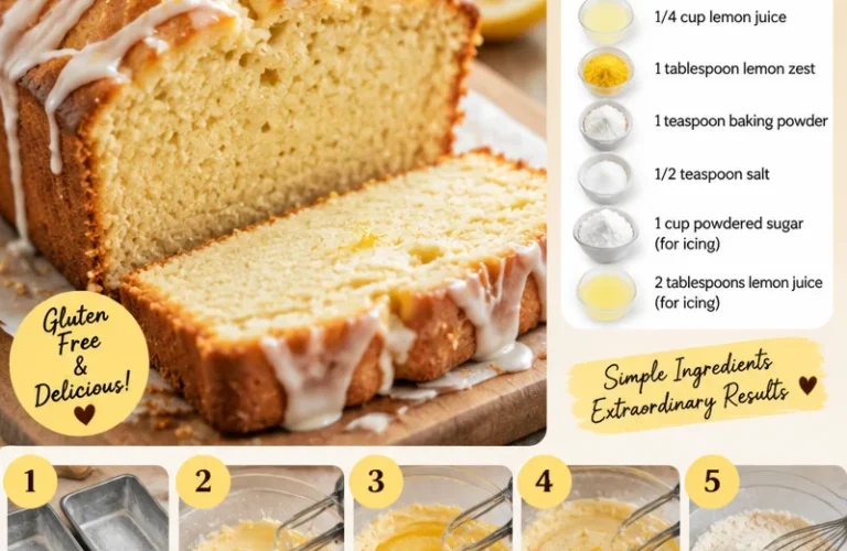 Moist gluten-free lemon pound cake topped with homemade lemonade icing