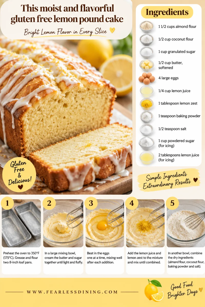 Moist gluten-free lemon pound cake topped with homemade lemonade icing
