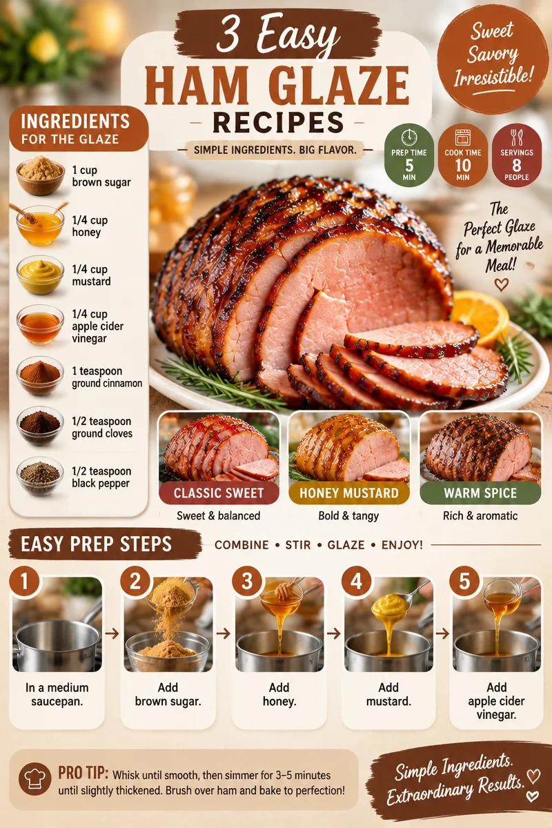 Three easy ham glaze recipes for flavor-enhanced holiday meals.