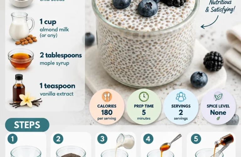 Delicious vanilla chia seed pudding with four simple ingredients