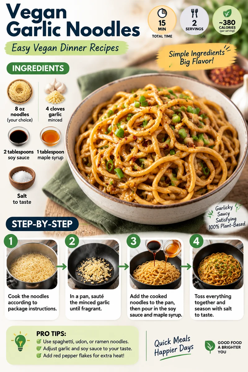 Plate of tasty vegan garlic noodles served with fresh herbs.
