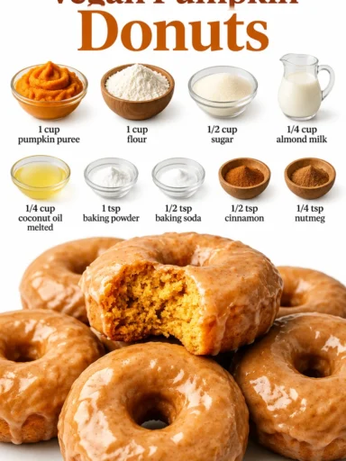 Delicious vegan pumpkin donuts topped with cinnamon glaze.
