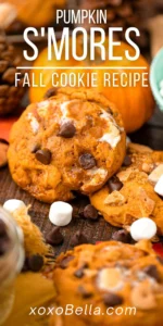Delicious Pumpkin S'mores Cookies with chocolate and marshmallows
